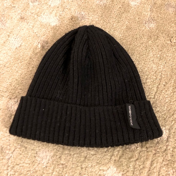 Dolce & Gabbana Black Ribbed Knit Beanie men’s